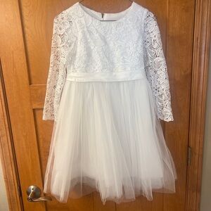 White A-line Formal Dress with Bishop Sleeves
